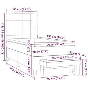 Box spring postel s matrací taupe 90x190 cm textil - obrázek 11
