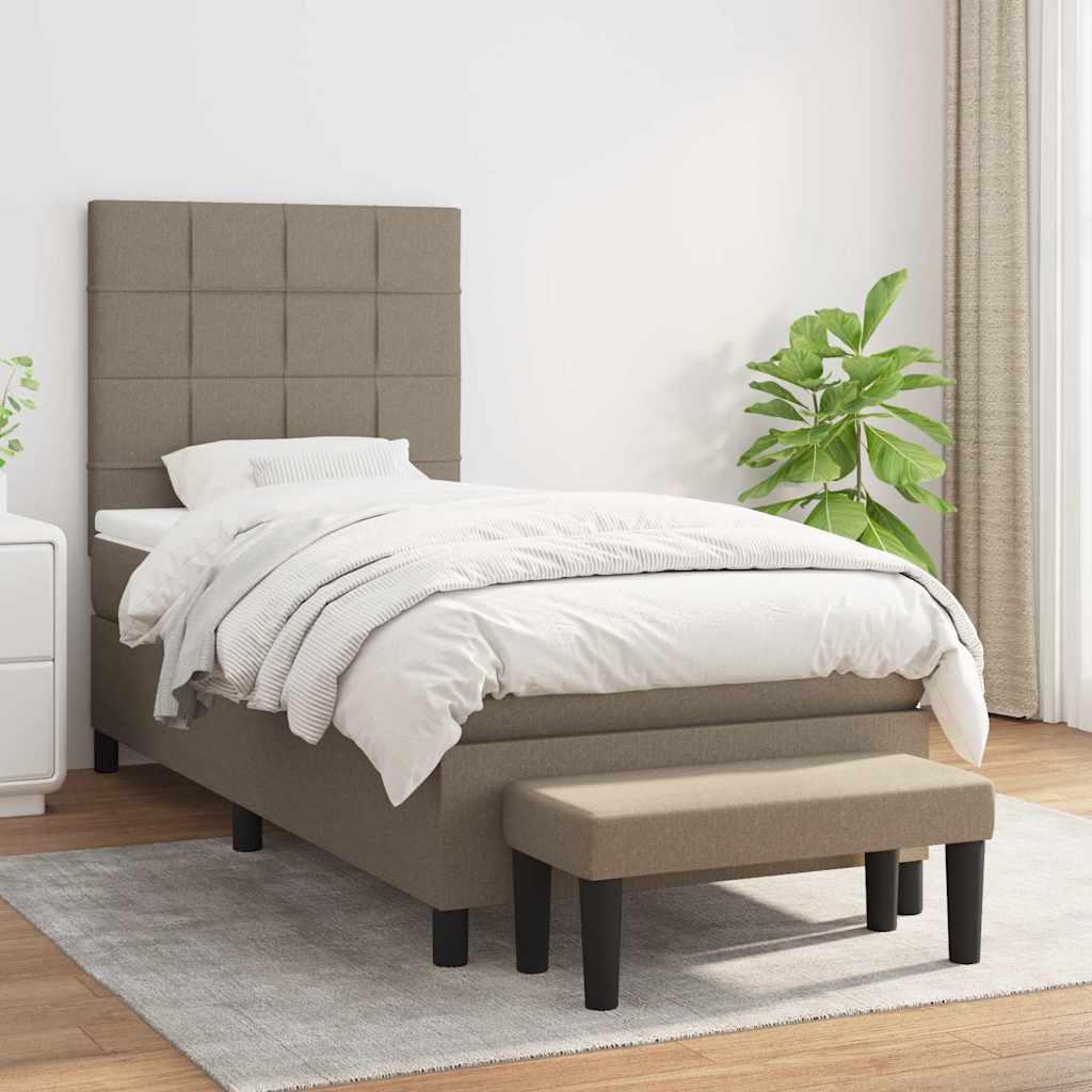 vidaXL Boxspringbett mit Matratze Taupe 90x190 cm Stoff