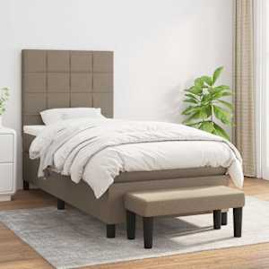 Box spring postel s matrací taupe 90x190 cm textil - obrázek 1
