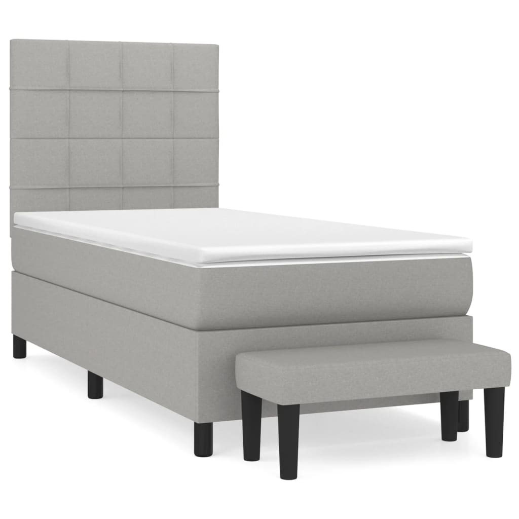 Thumbnail - vidaXL Boxspringbett mit Matratze Hellgrau 90x200 cm Stoff