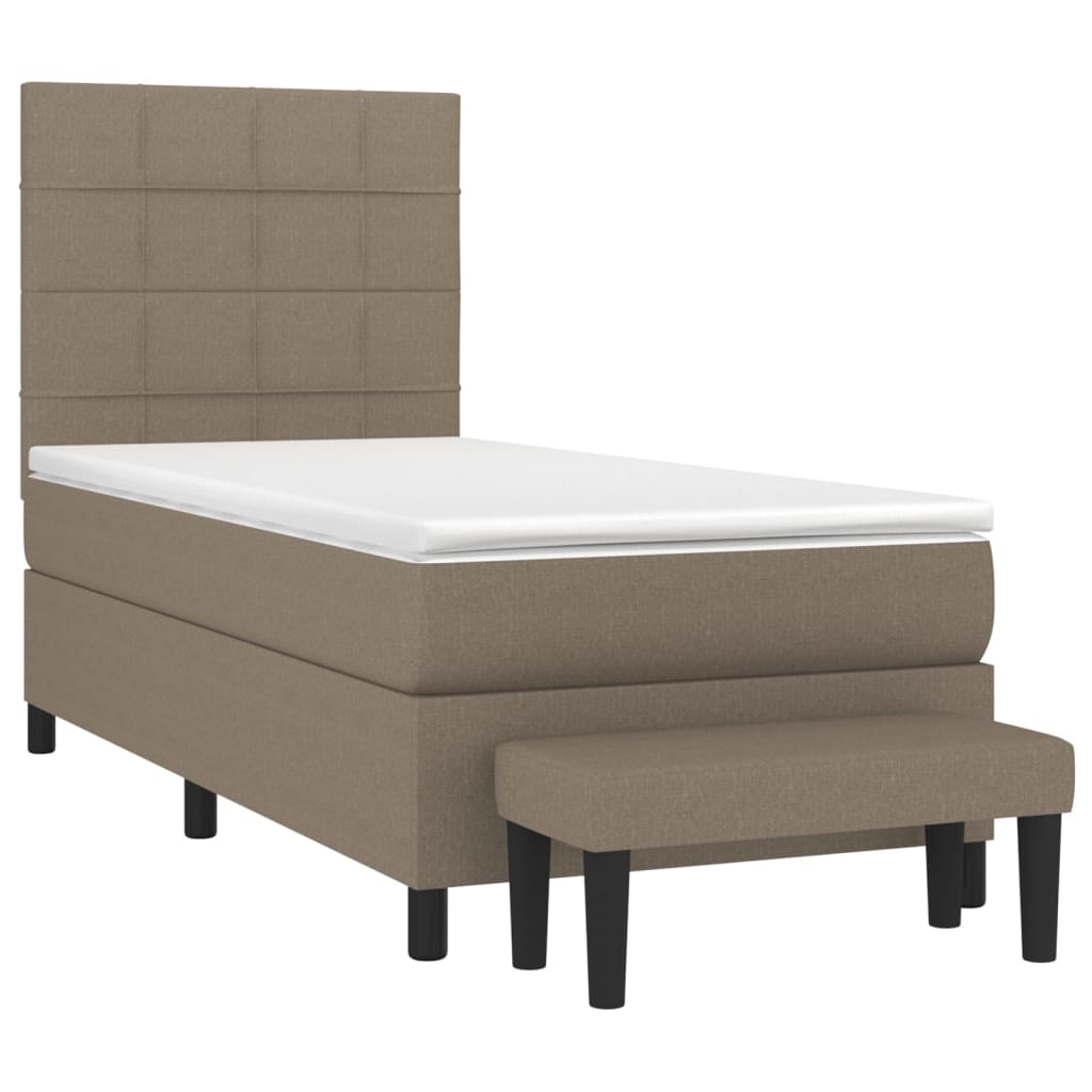 vidaXL Cama box spring con colchón tela gris taupe 90x200 cm