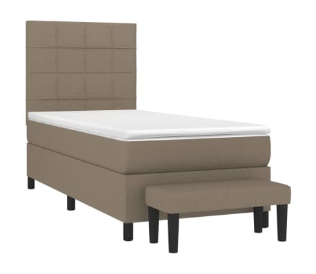 vidaXL Cama box spring con colchón tela gris taupe 90x200 cm