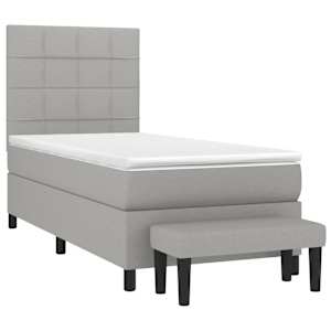 Box spring postel s matrací světle šedý 100 x 200 cm textil - obrázek 3