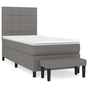 Box spring postel s matrací tmavě šedá 100 x 200 cm textil - obrázek 2