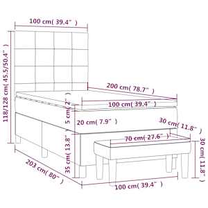 Box spring postel s matrací černá 100 x 200 cm textil - obrázek 8