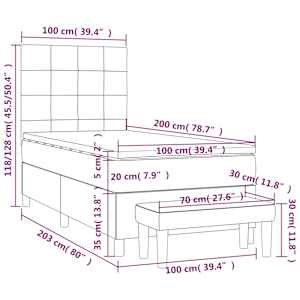 Box spring postel s matrací taupe 100 x 200 cm textil - obrázek 8