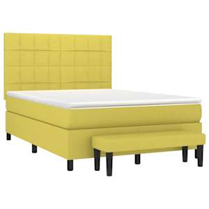 vidaXL Lova su spyruoklėmis ir čiužiniu, žalia, 140x190 cm, audinys