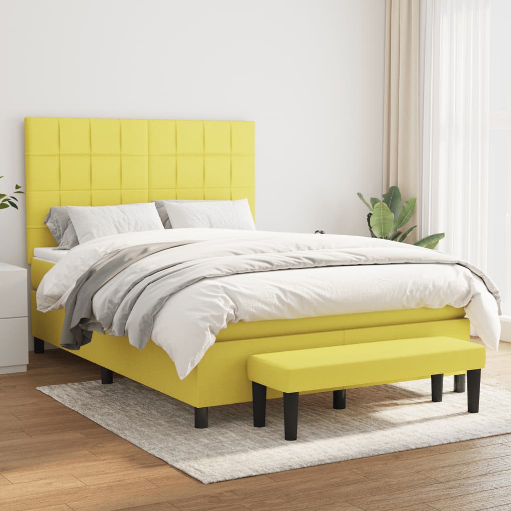 Világoszöld szövet rugós ágy matraccal 140 x 190 cm 