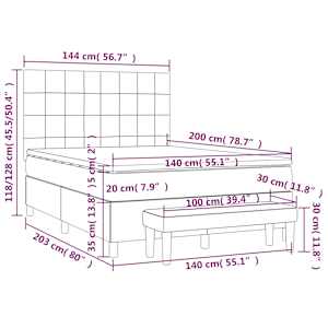 Box spring postelja z vzmetnico temno rjava 140x200 cm blago - slika 8