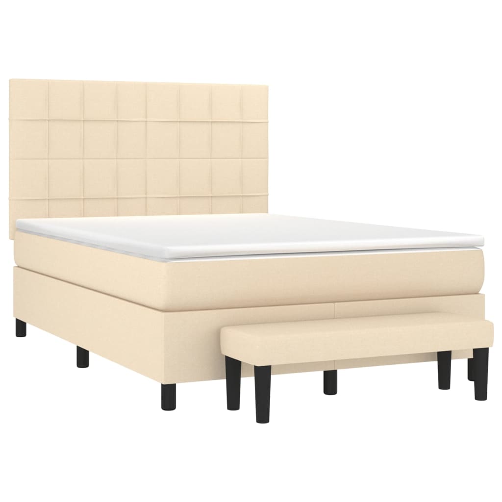 Thumbnail - vidaXL Boxspringbett mit Matratze Creme 140x200 cm Stoff