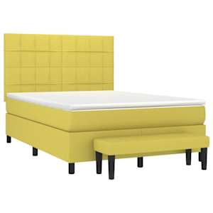 vidaXL Lova su spyruoklėmis ir čiužiniu, žalia, 140x200 cm, audinys