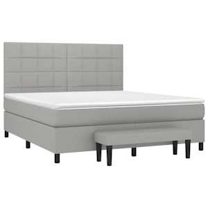 Box spring postelja z vzmetnico svetlo siva 160x200 cm žamet - slika 3