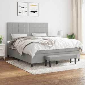 Box spring postel s matrací světle šedá 160 x 200 cm textil - obrázek 1