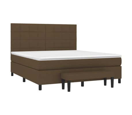 vidaXL Pat box spring cu saltea, maro &icirc;nchis, 160x200 cm, textil