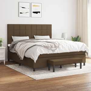 Box spring postel s matrací tmavě hnědá 160x200 cm textil - obrázek 1