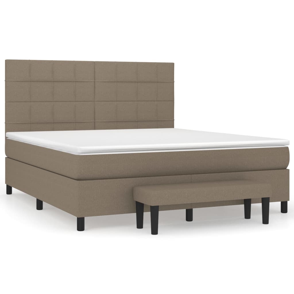 vidaXL Box spring postelja z vzmetnico taupe 160x200 cm blago