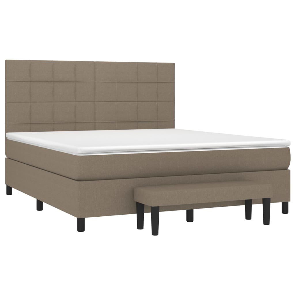 vidaXL Boxspring met matras stof taupe 160x200 cm afbeelding