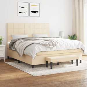 Box spring postel s matrací krémová 160x200 cm textil - obrázek 1