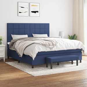 Box spring postel s matrací modrá 160x200 cm textil - obrázek 1