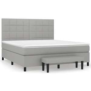 Box spring postel s matrací světle šedá 180 x 200 cm textil - obrázek 2