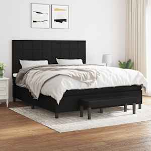Box spring postel s matrací černá 180x200 cm textil - obrázek 1