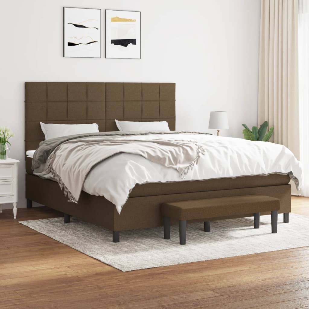vidaXL Pat continental cu saltea maro închis 180x200cm material textil 180x200cm imagine noua