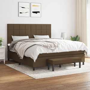 Box spring postel s matrací tmavě hnědá 180x200 cm textil - obrázek 1