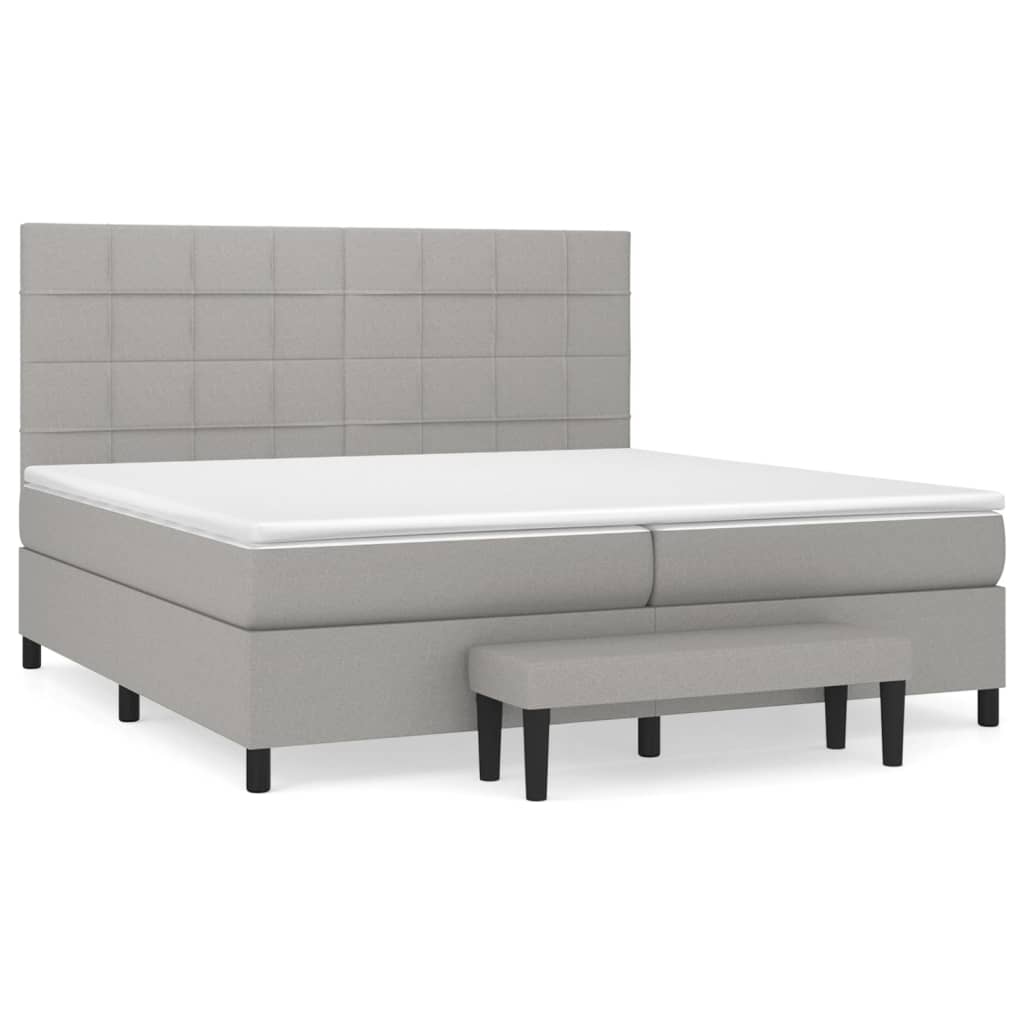 vidaXL Box spring postelja z vzmetnico svetlo siva 200x200 cm blago