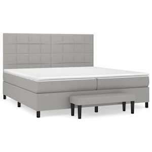 Box spring postel s matrací světle šedá 200 x 200 cm textil - obrázek 2