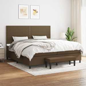 Box spring postel s matrací tmavě hnědá 200x200 cm textil - obrázek 1