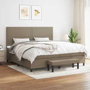 Box spring postel s matrací taupe 200x200 cm textil - obrázek 1