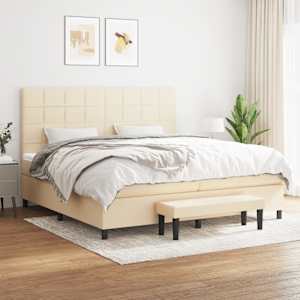 Box spring postel s matrací krémová 200x200 cm textil - obrázek 1