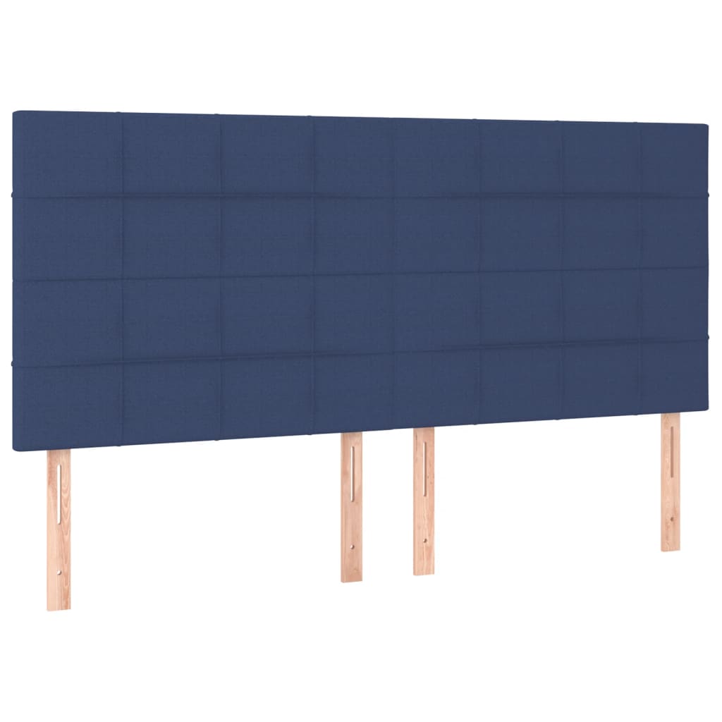 Kék szövet rugós ágy matraccal 200 x 200 cm 