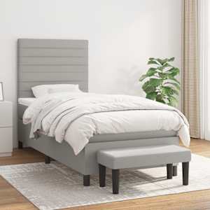 Box spring postel s matrací světle šedá 80 x 200 cm textil - obrázek 1
