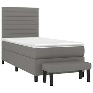 Box spring postel s matrací tmavě šedá 80 x 200 cm textil - obrázek 3
