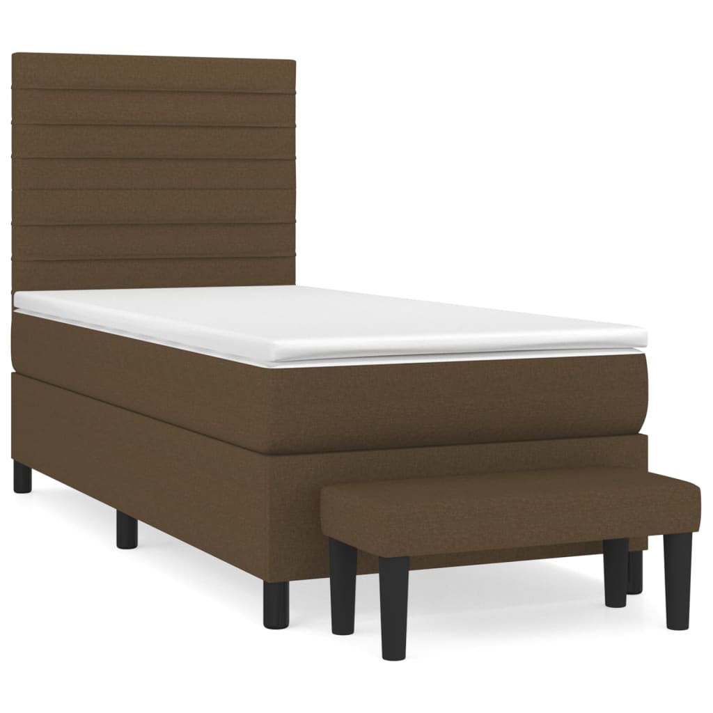 Thumbnail - vidaXL Boxspringbett mit Matratze Dunkelbraun 80x200 cm Stoff