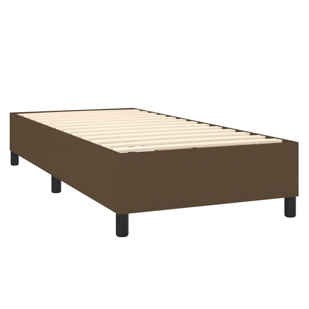 Sötétbarna szövet rugós ágy matraccal 80 x 200 cm 