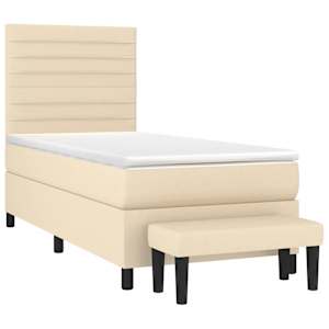 Box spring postel s matrací krémová 80 x 200 cm textil - obrázek 3