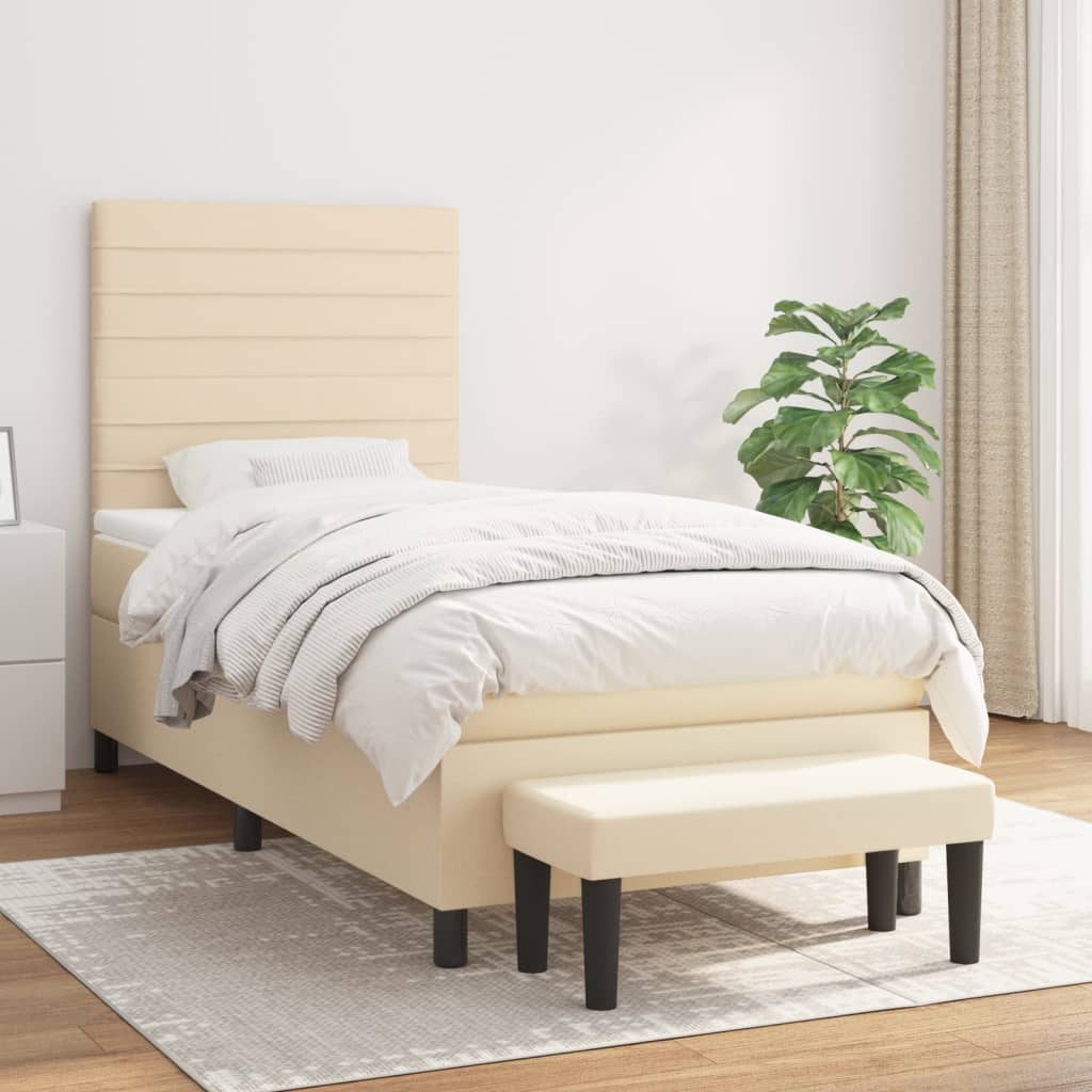 Boxspringbett mit Matratze Creme 80×200 cm Stoff