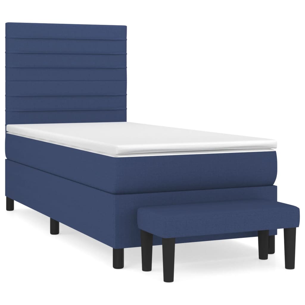 vidaXL Posteľný rám boxsping s matracom modrý 80x200 cm látka
