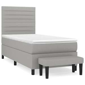 Box spring postel s matrací světle šedá 90x190 cm textil - obrázek 2