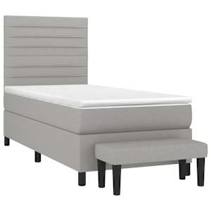 Box spring postel s matrací světle šedá 90x190 cm textil - obrázek 3