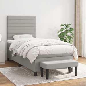 Box spring postel s matrací světle šedá 90x190 cm textil - obrázek 1