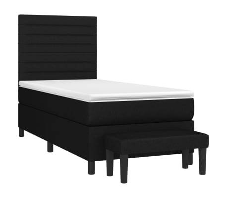 vidaXL Sommier &agrave; lattes de lit avec matelas Noir 90x190 cm Tissu