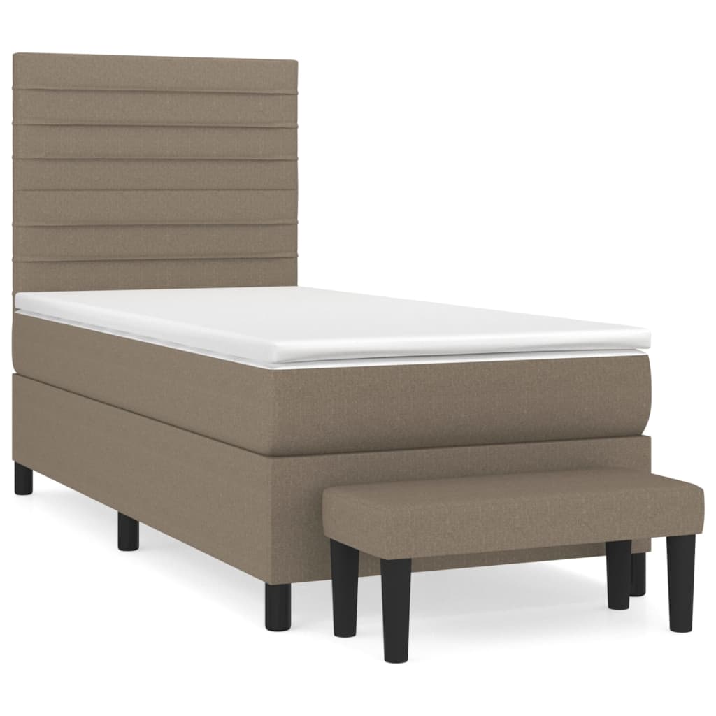 vidaXL Posteľný rám boxspring s matracom sivohnedý 90x190 cm látka