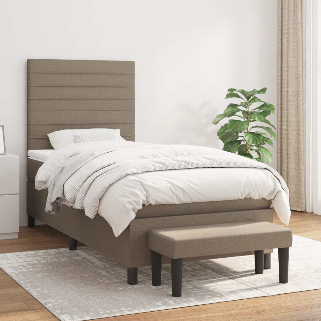 Boxspringbett mit Matratze Taupe 90×190 cm Stoff