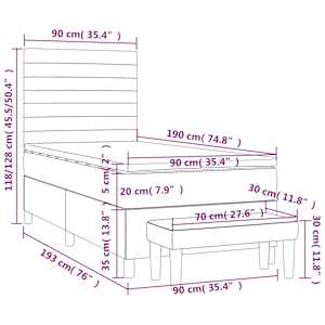 Box spring postel s matrací krémová 90x190 cm textil - obrázek 8