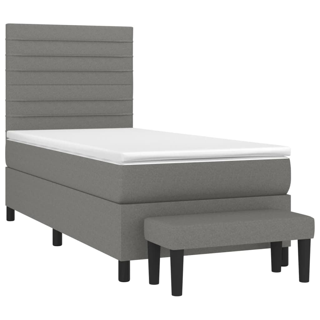 vidaXL Boxspring met matras stof donkergrijs 90x200 cm afbeelding