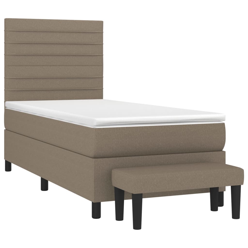 vidaXL Boxspringbett mit Matratze Taupe 90x200 cm Stoff