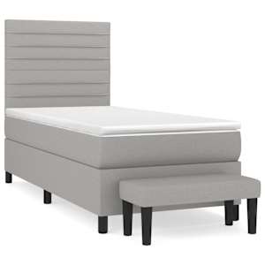 Box spring postel s matrací světle šedý 100 x 200 cm textil - obrázek 2